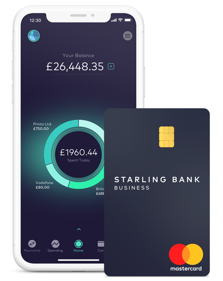 Starling Bank Home screen and Card